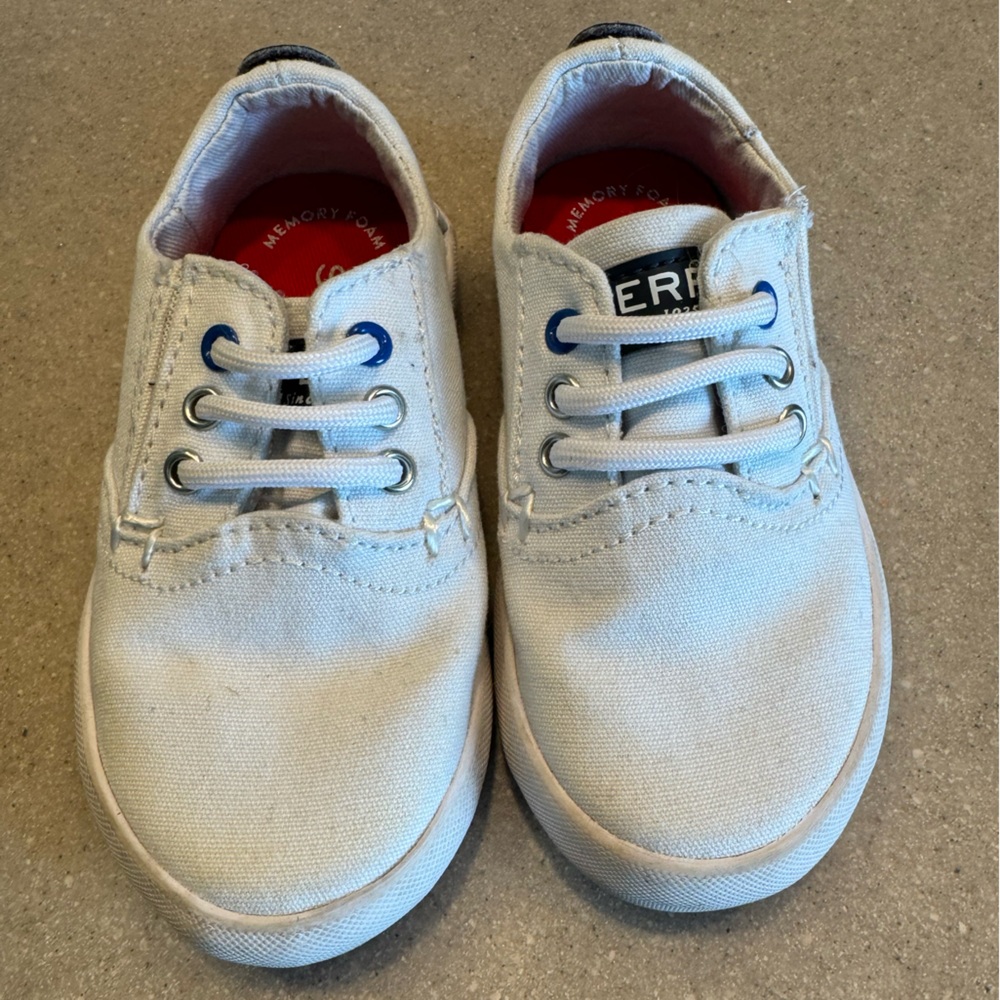 White Sperry Toddler Slip On Sneakers